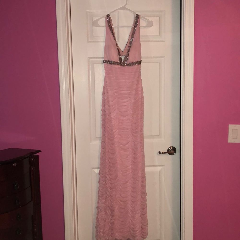 Pink beaded prom dress